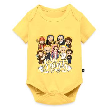 Allerheiligen Katholischer Heiliger Heiliger Tag der Heiligen - Baby Premium Kurzarmbody - Pastellgelb - Vorne