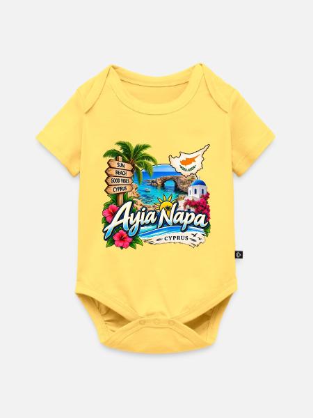 Ayia Napa – Sonne, Strand & Zypern - Baby Premium Kurzarmbody - Pastellgelb