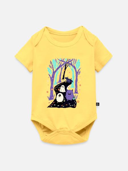 Kleine Monsterparade - Baby Premium Kurzarmbody - Pastellgelb