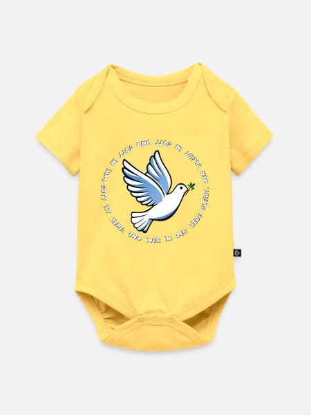 Taube,Gott ist liebe - Baby Premium Kurzarmbody - Pastellgelb