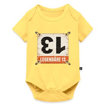 Startnummer 13 Radrennen - Baby Premium Kurzarmbody - Pastellgelb - Vorne