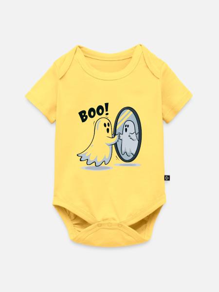 Boo Spiegelgeist im Spiegel - Baby Premium Kurzarmbody - Pastellgelb