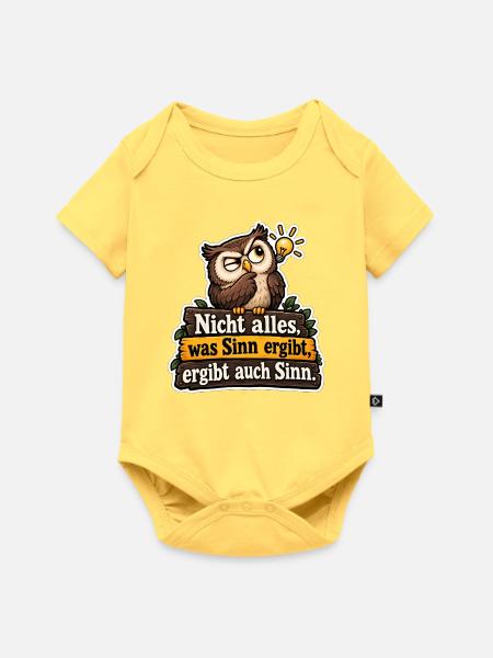 Sinnvoller Eulenwitz - Baby Premium Kurzarmbody - Pastellgelb