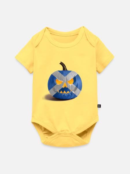 Blauer Saltire-Kürbis - Baby Premium Kurzarmbody - Pastellgelb