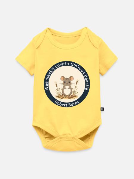 Wee Sleekit Cowrin Tim'rous Beastie Maus-Emblem - Baby Premium Kurzarmbody - Pastellgelb