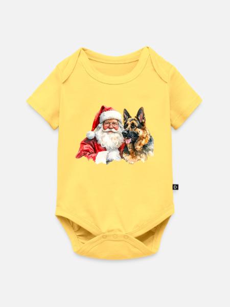 Weihnachtsmann Deutscher Schäferhund - Baby Premium Kurzarmbody - Pastellgelb