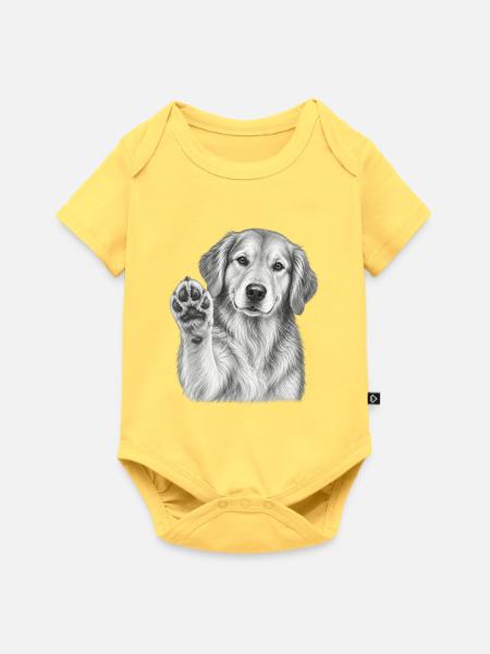 Golden Retriver Hundeporträt - Baby Premium Kurzarmbody - Pastellgelb