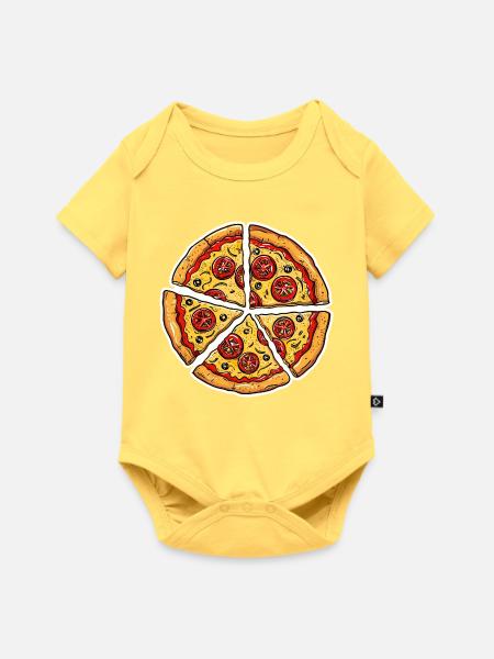 Pizza Grafik - Baby Premium Kurzarmbody - Pastellgelb