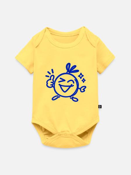 Alles Super – Zwinkernder Charakter Line Art - Baby Premium Kurzarmbody - Pastellgelb