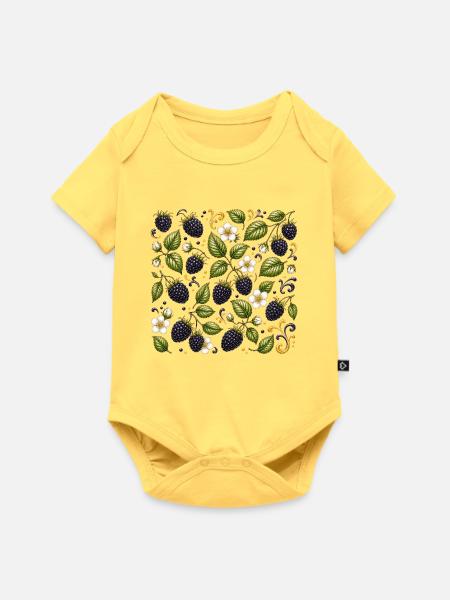 Brombeeren Muster Beeren Wald Botanisch Früchte - Baby Premium Kurzarmbody - Pastellgelb