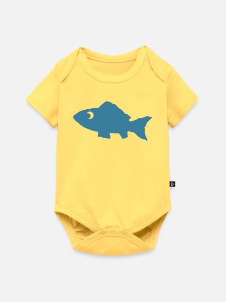 Fisch - Baby Premium Kurzarmbody - Pastellgelb