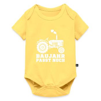 Baujahr passt noch Traktor Landwirt Spruch T-Shirt - Baby Premium Kurzarmbody - Pastellgelb - Vorne
