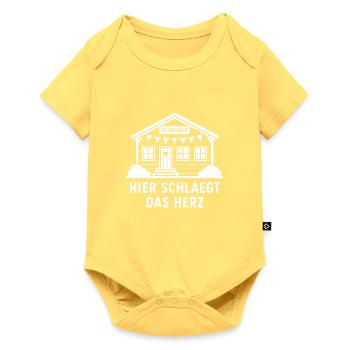 Hier schlägt das Herz Clubhaus Vereinsheim T-Shirt - Baby Premium Kurzarmbody - Pastellgelb - Vorne