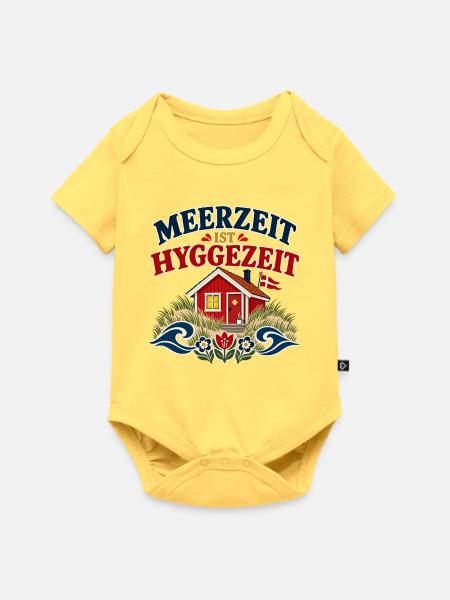 Meerzeit ist Hyggezeit - Baby Premium Kurzarmbody - Pastellgelb