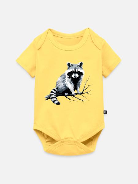 Waschbär - Baby Premium Kurzarmbody - Pastellgelb