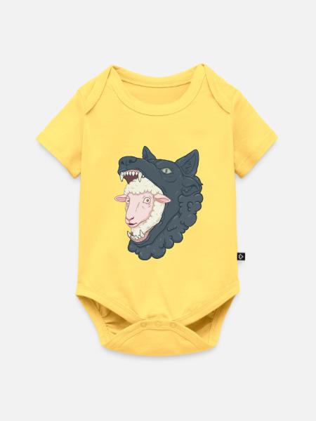 Schafe im Wolfsmaul - Baby Premium Kurzarmbody - Pastellgelb