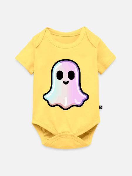 Niedlicher Geist Halloween Pastell - Baby Premium Kurzarmbody - Pastellgelb