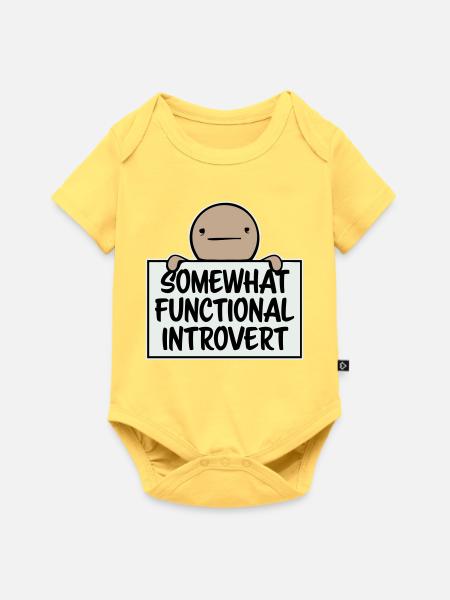 Somewhat Functional Introvert Spruch Logo Text - Baby Premium Kurzarmbody - Pastellgelb