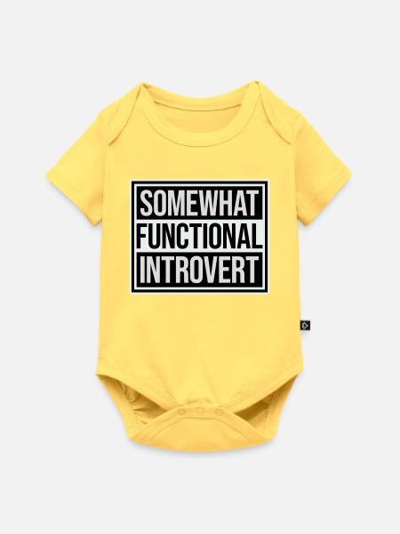 Somewhat Functional Introvert Spruch Logo Text - Baby Premium Kurzarmbody - Pastellgelb