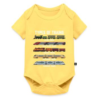 Zugtypen – Dampf-Güter-Bullet Train Lover - Baby Premium Kurzarmbody - Pastellgelb - Vorne