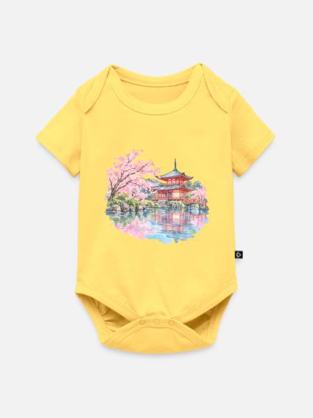 Kirschblütenpark am Pagodensee - Baby Premium Kurzarmbody - Pastellgelb