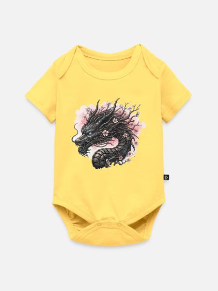 Blühender Mechanischer Drache - Baby Premium Kurzarmbody - Pastellgelb