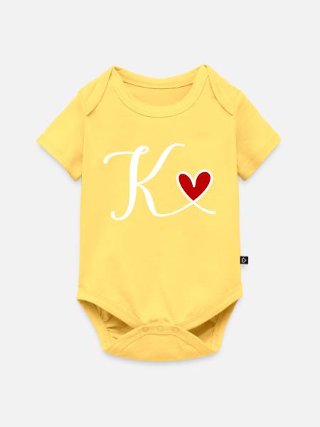 K Initiale mit Herz - Baby Premium Kurzarmbody - Pastellgelb