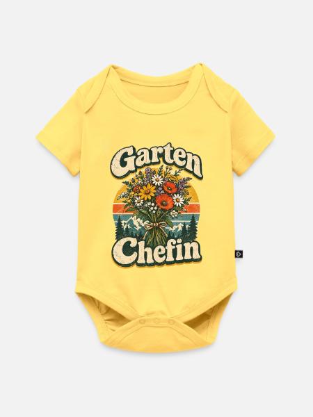 Garten Chefin Blumenstrauß Retro - Baby Premium Kurzarmbody - Pastellgelb