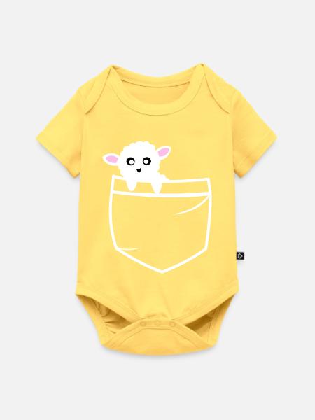 Schaf am Brusttasche - Baby Premium Kurzarmbody - Pastellgelb
