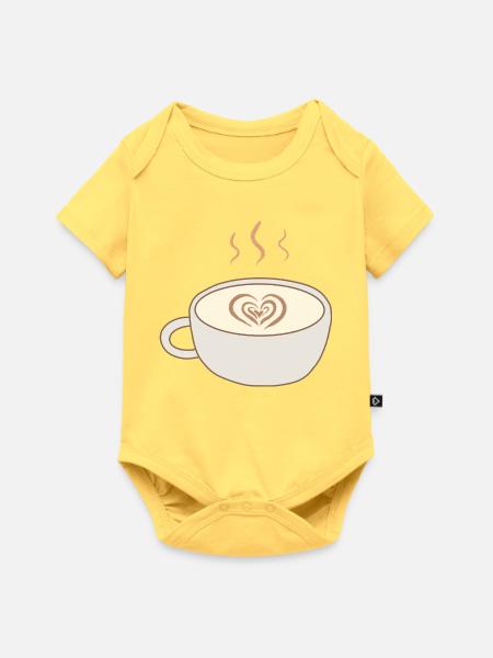 Latte Heart Cup Kunst - Baby Premium Kurzarmbody - Pastellgelb