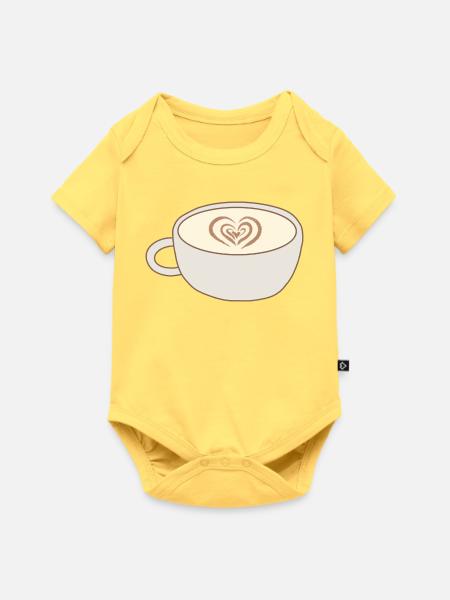 Heart Latte Cup Kunst - Baby Premium Kurzarmbody - Pastellgelb