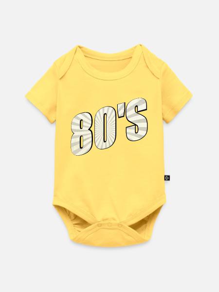 80er Jahre - Baby Premium Kurzarmbody - Pastellgelb