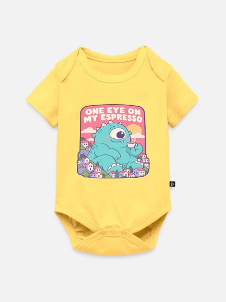 Einäugiger Espresso Monster - Baby Premium Kurzarmbody - Pastellgelb