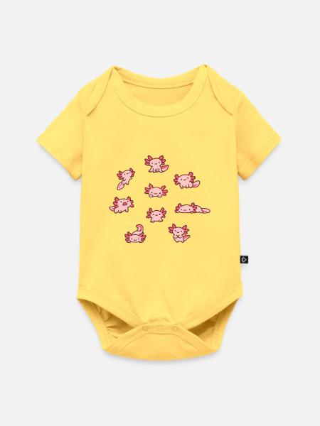 Niedliche Axolotls Doodles - Baby Premium Kurzarmbody - Pastellgelb