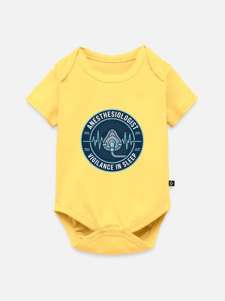 Anästhesisten-Atemmasken-Abzeichen-Geschenk - Baby Premium Kurzarmbody - Pastellgelb
