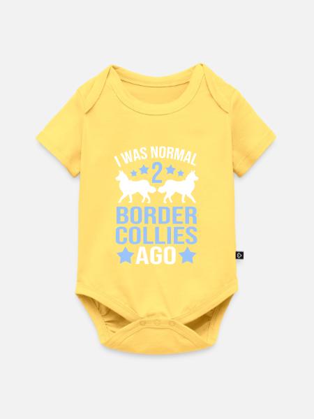Border Collie - Baby Premium Kurzarmbody - Pastellgelb