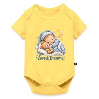 Sweet Dreams Kuscheltraum Babymotiv - Baby Premium Kurzarmbody - Pastellgelb - Vorne