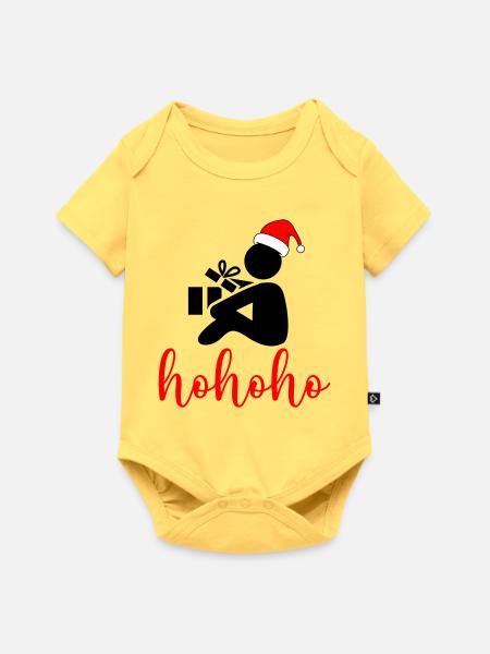 HoHoHo Santa Script - Baby Premium Kurzarmbody - Pastellgelb
