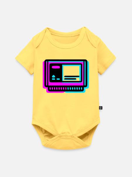 Retro Spielekassette Glitch Icon - Baby Premium Kurzarmbody - Pastellgelb