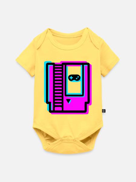 Retro Spielekassette Glitch Logo - Baby Premium Kurzarmbody - Pastellgelb