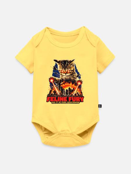 Feline Fury - Baby Premium Kurzarmbody - Pastellgelb