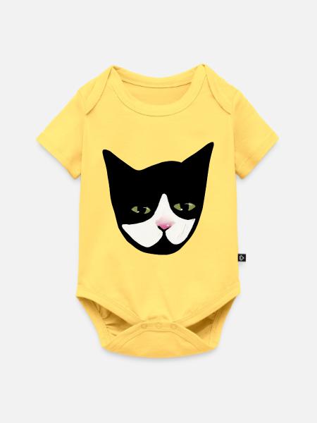 Midnight Cat Nose Gesichtskunst - Baby Premium Kurzarmbody - Pastellgelb