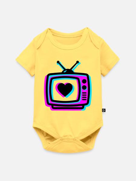 Pink TV Herz Glitch Icon - Baby Premium Kurzarmbody - Pastellgelb