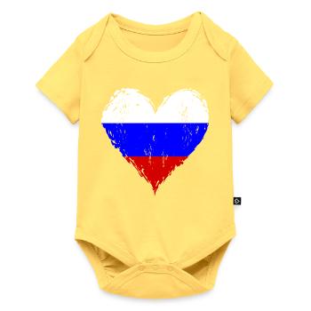 Russland Flagge Herz used - Baby Premium Kurzarmbody - Pastellgelb - Vorne