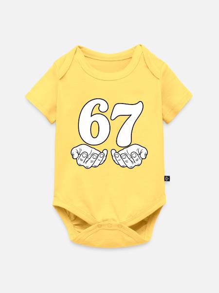 Sechs Sieben - Six Seven - Baby Premium Kurzarmbody - Pastellgelb