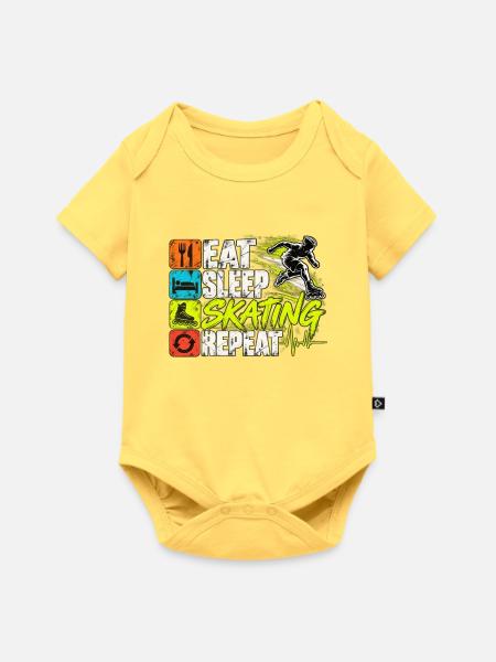 Inline Skating – Eat Sleep Skating Repeat - Baby Premium Kurzarmbody - Pastellgelb