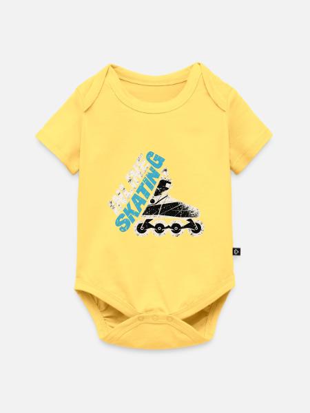 Inline Skating Retro Inliner Design - Baby Premium Kurzarmbody - Pastellgelb