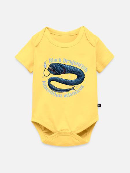 Tiefsee Monster - Schwarzer Drachenfisch - Baby Premium Kurzarmbody - Pastellgelb