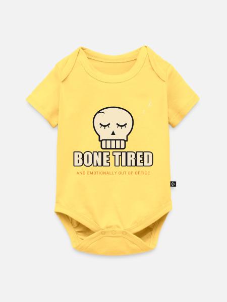 Sleeping Skull Bone müde – Halloween-müde - Baby Premium Kurzarmbody - Pastellgelb