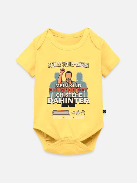 Stolze Schiri Eltern - Baby Premium Kurzarmbody - Pastellgelb